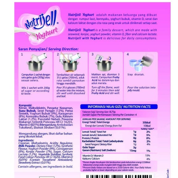 Nutrijell Yoghurt Blackcurrant Strawberry 35 gram