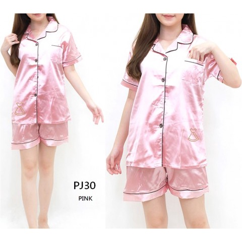 PJ30 - Setelan Piyama Celana Pendek Satin Busui Friendly