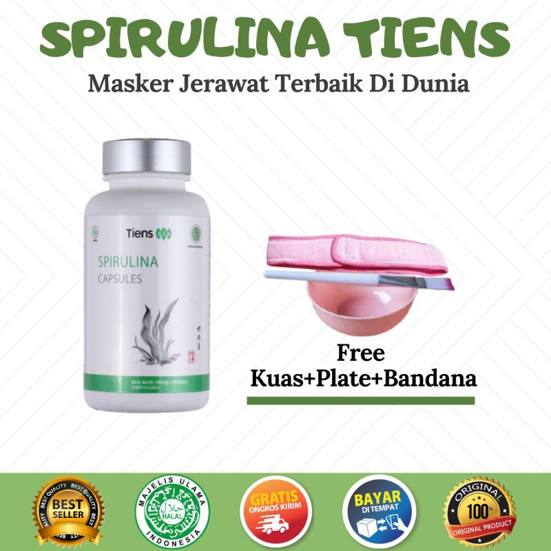 Masker Wajah Spirulina Tiens Original Bpom Asli 100% Isi 100 Kapsul Segel Masker Spirulina Tiens Ori