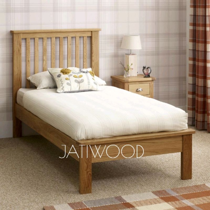 Tempat tidur kayu jati minimalis 120x200, ranjang dipan Jepara