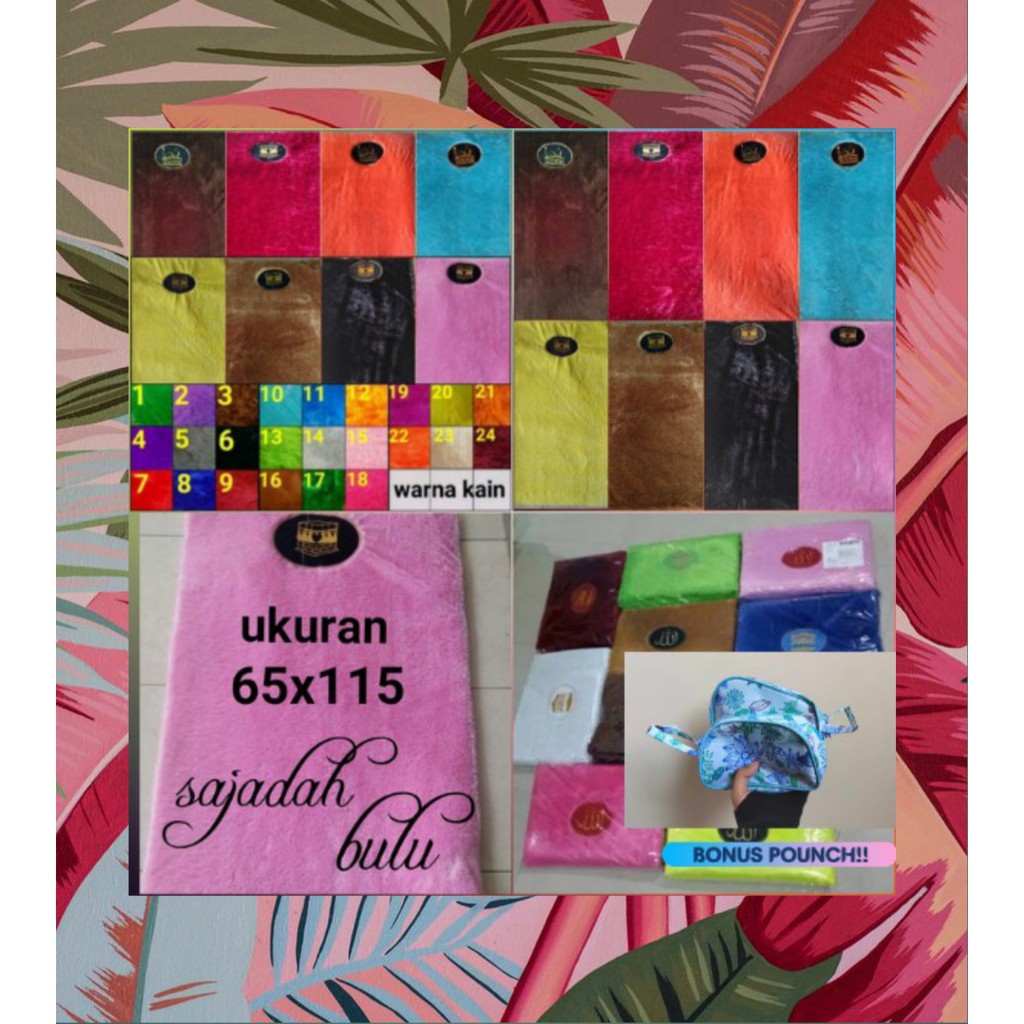 Sajadah bulu rasfur ukuran 65x115 tebal keseluruhan 2 cm
