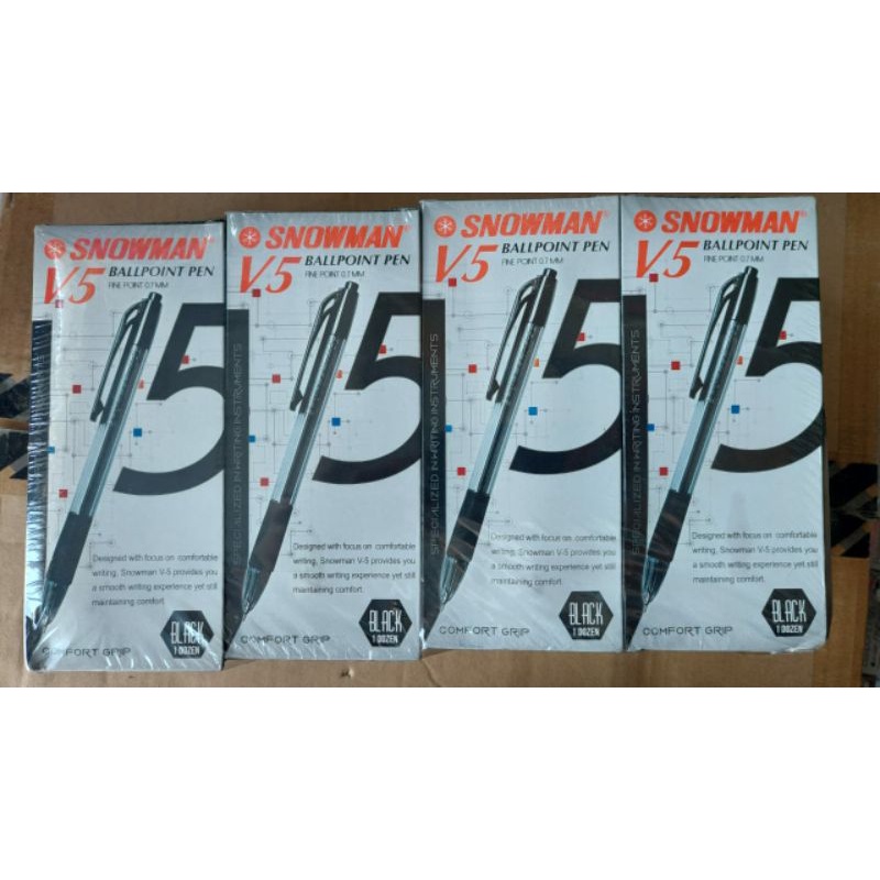PULPEN SNOWMAN V-5 HITAM BIRU (PER BOX 1 LUSIN) / PULPEN SNOWMAM V5 / BOLPEN / BALLPOINT SNOWMAN V5 