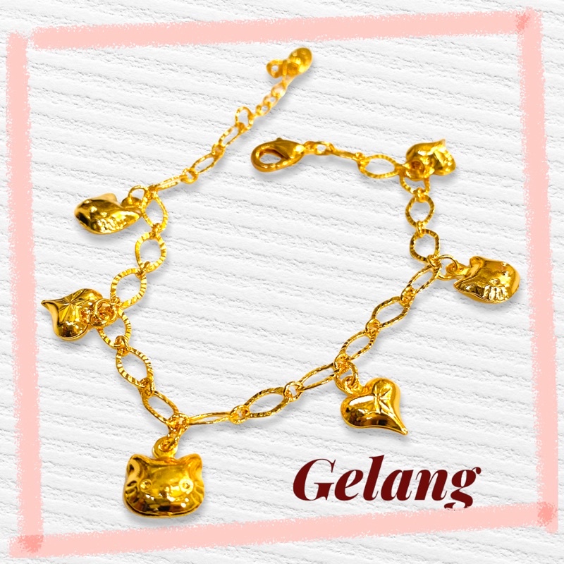 Gelang tangan wanita lapis emas // gelang juari hello kity // perhaiasan pengganti emas //xuping