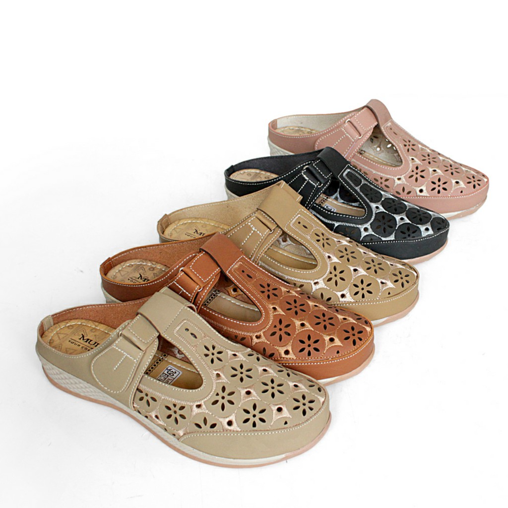 SANDAL SLOP LASER BORDIR WANITA CASUAL MULAN NCB0712-1