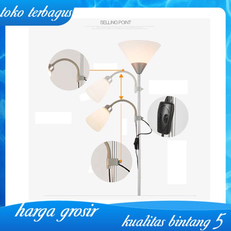 lampu meja stand lampu lantai berdiri double lamp standing lamp