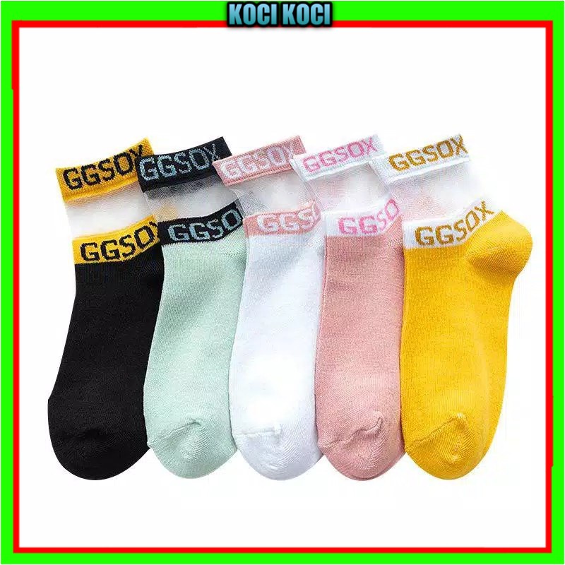 Kaos Kaki Pendek Transparan Wanita Motif GGSOX Kaos Kaki Pendek Wanita Import Kekinian