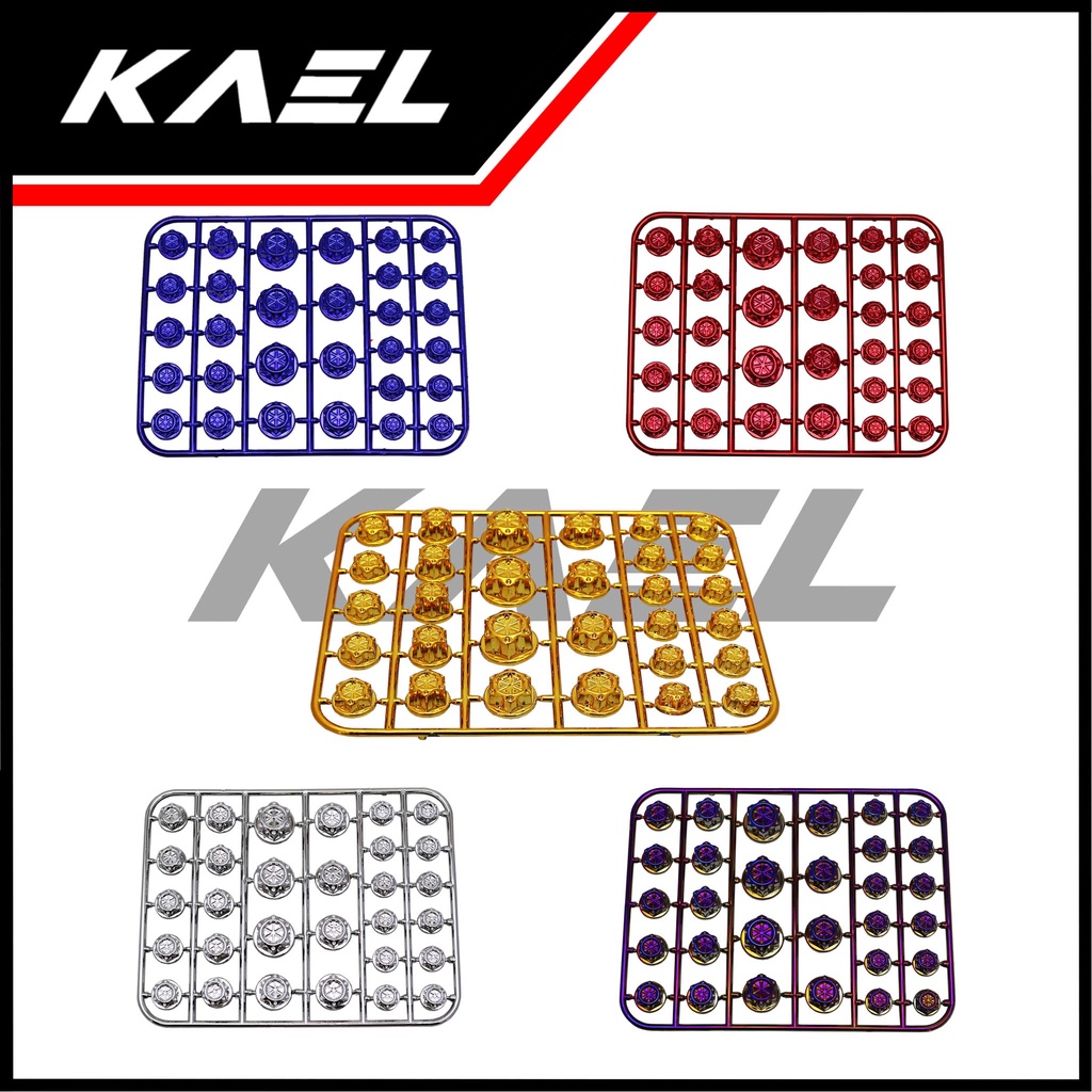 Cover Baut Probolt Flower Tutup Baud Probol L Monel Full CNC Thailook-Babylook Variasi Warna Emas-Merah-Biru-Silver-Twotone-2Tone Two Tone Set-Gold