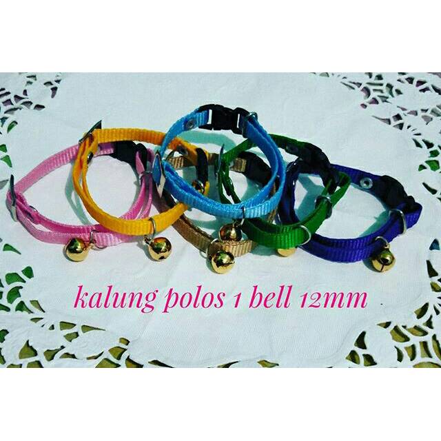 Harga grosir Kalung kucing murah polos 1 bell 12mm bahan nylon