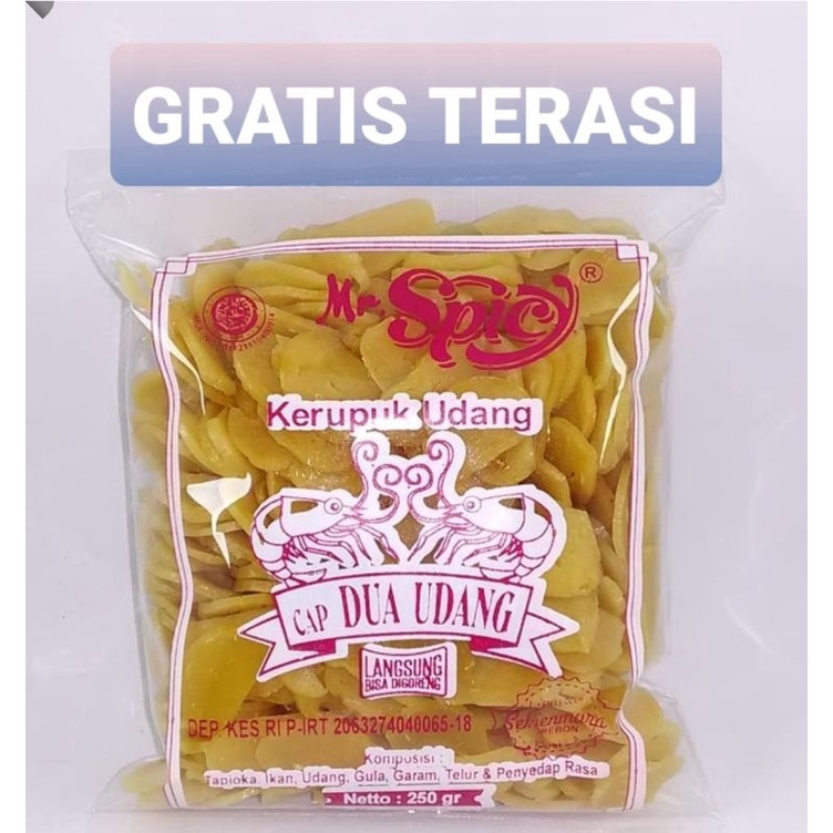 

KERUPUK UDANG cap DUA UDANG 250 GRAM LANGSUNG GORENG GRATIS TERASI Khas Cirebon