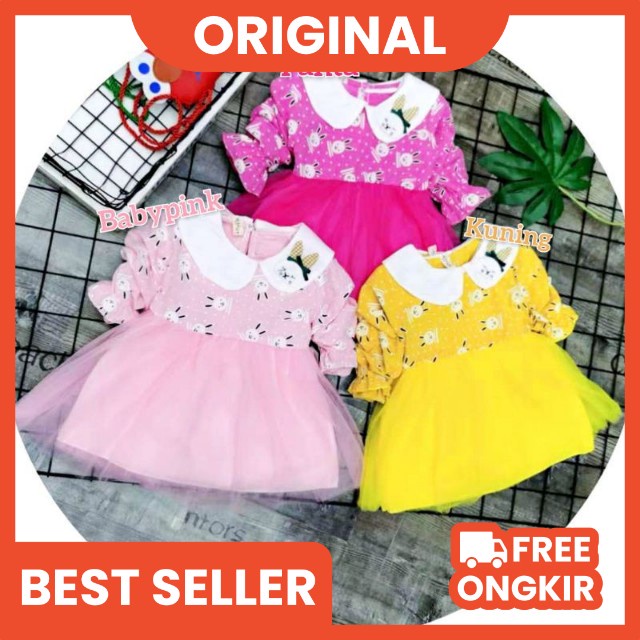 [0-4th] Dress anak import lengan panjang 0-4 tahun tile halus / dress sweater anak import premium lengan panjang