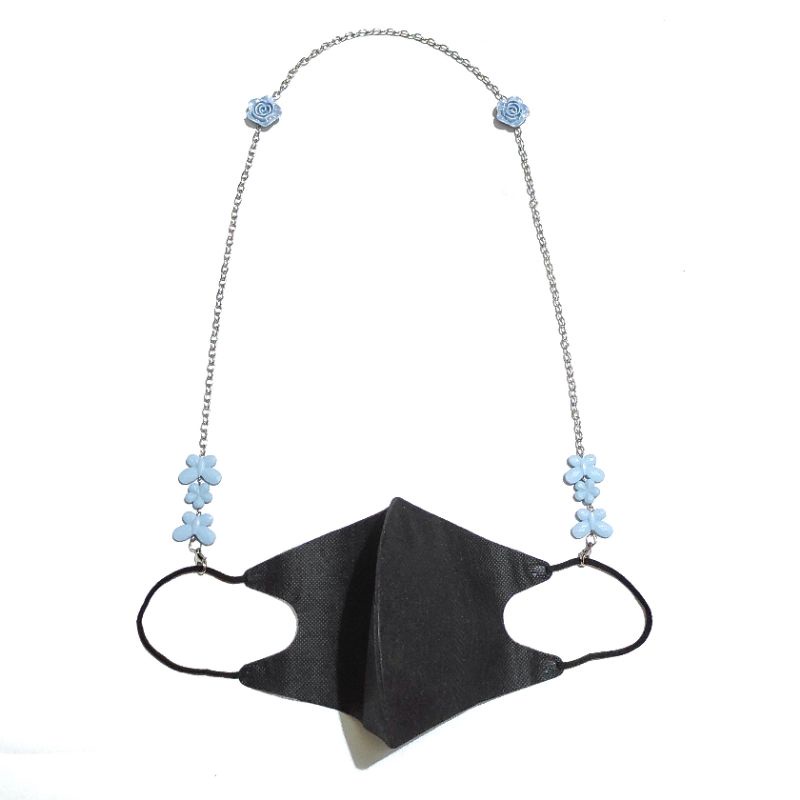 2in1 Strap Mask + Konektor Masker Hijab Adelle Rose Glossy Butterfly Bunga Mawar Kupu Kupu