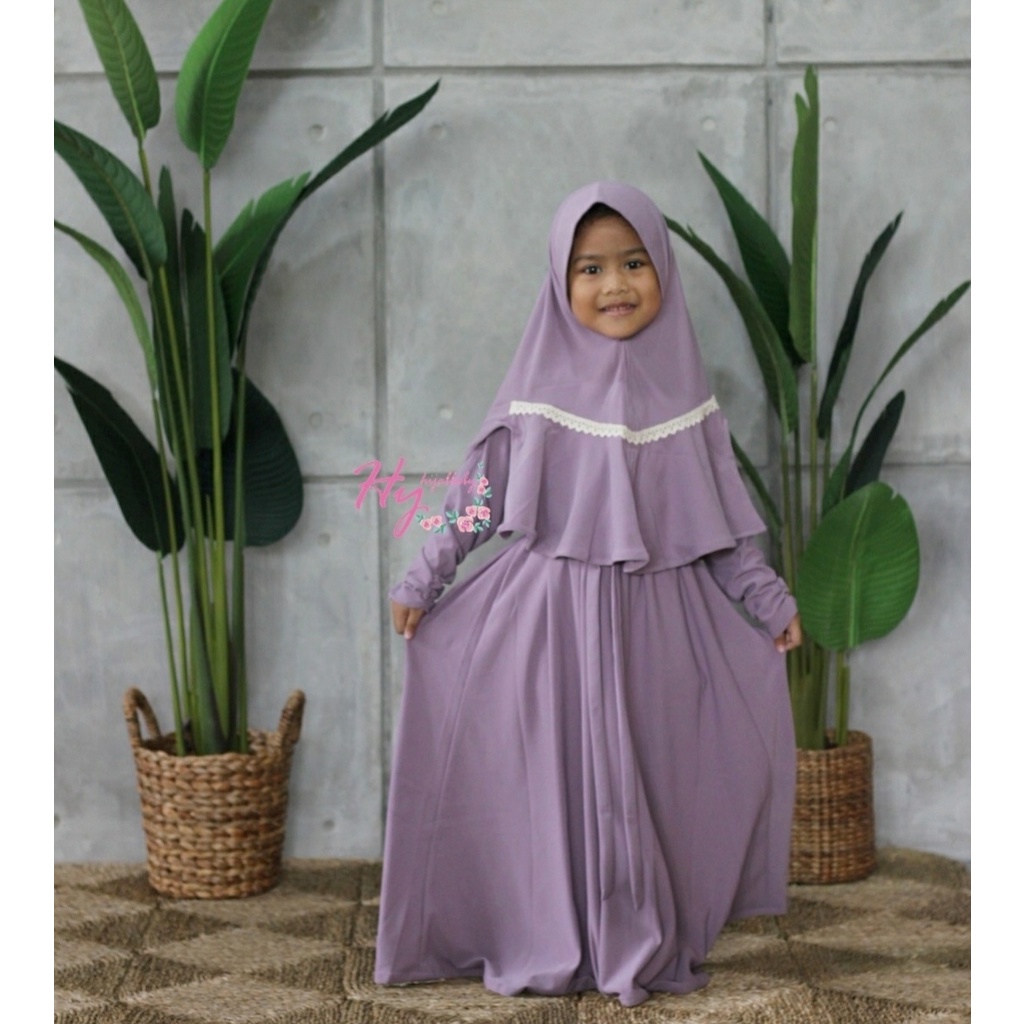 Gamis Khanza Set Dusty Purple/ Gamis Anak/ Gamis New Born/ Baju Lebaran