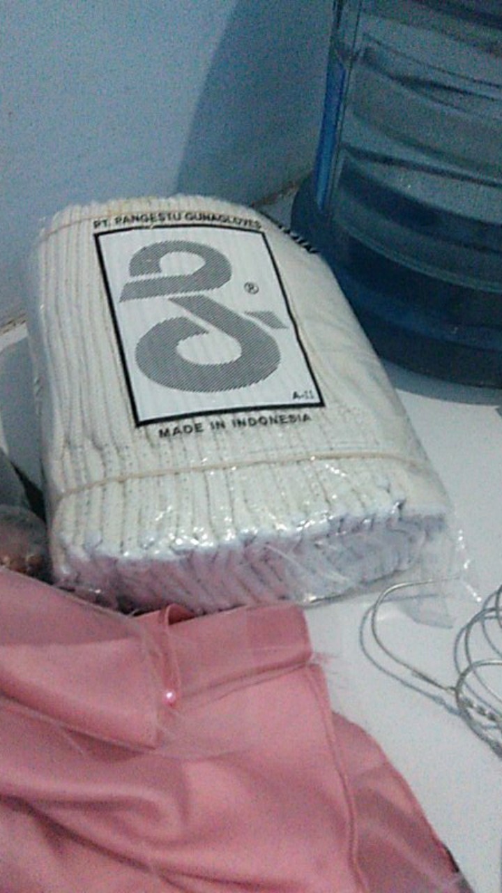 12 Pcs  Kaos Tangan Kerja Putih(mangkak)