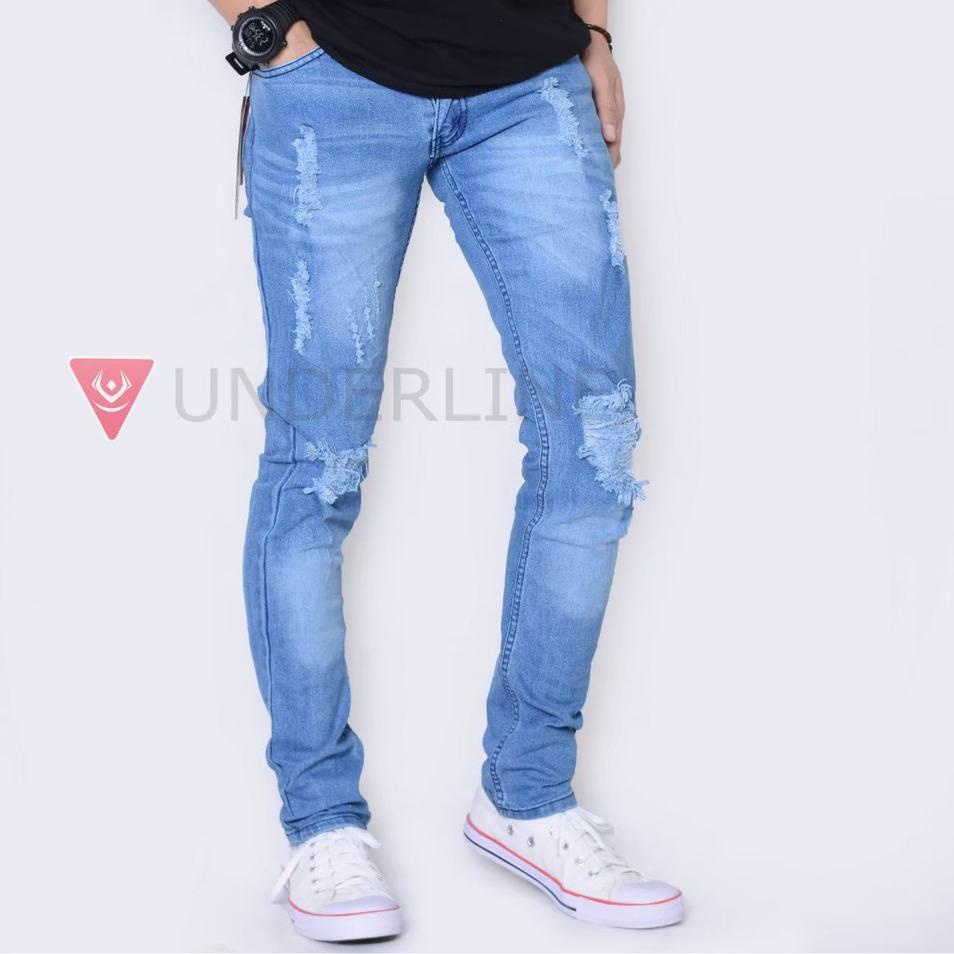 SWE.613222 ‑ Celana Jeans sobek Pria Lelaki Dewasa Pensil  Skinny Stretch Melar/Ripped jeans Jeans P