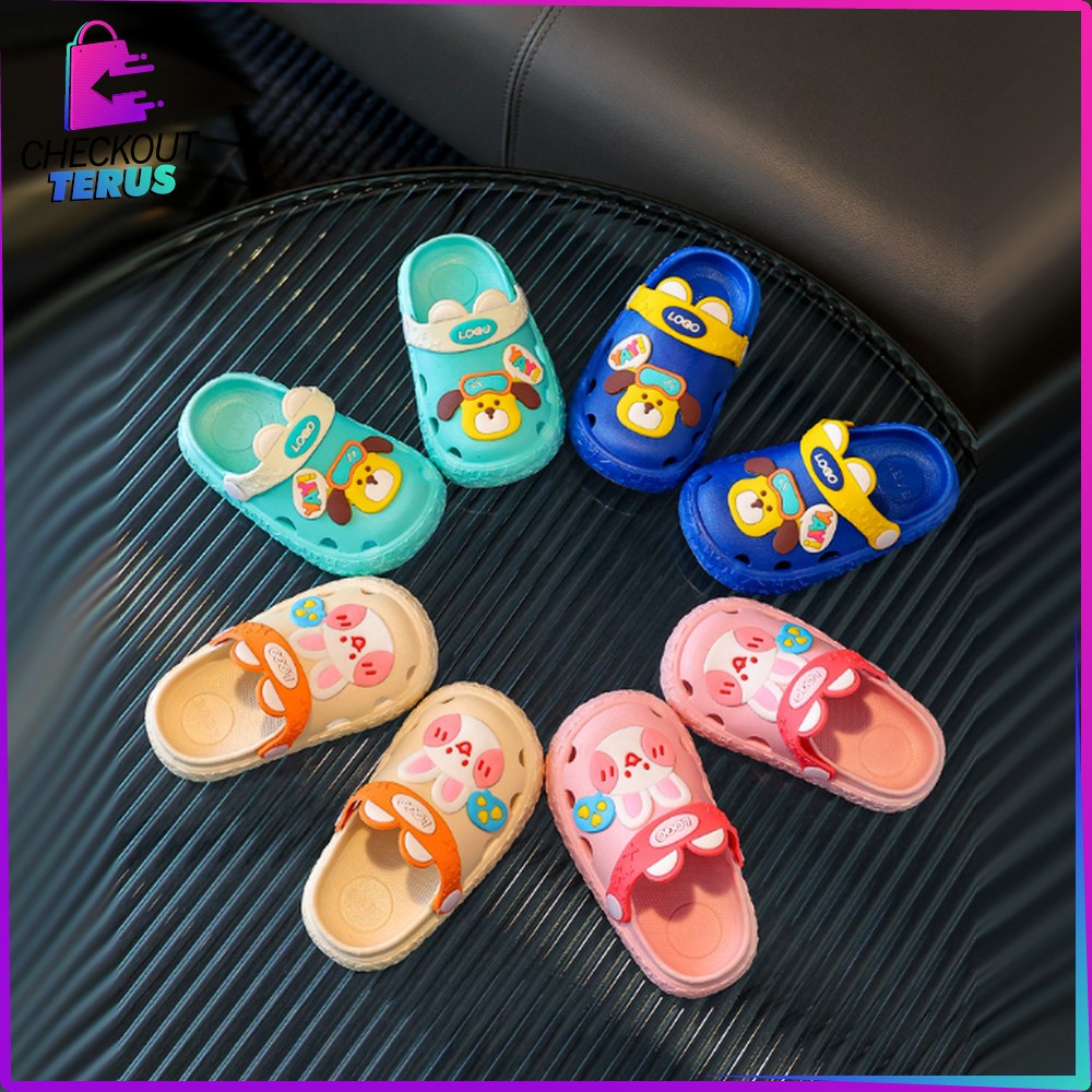 CT S42 Sepatu Sandal Anak Motif Kelinci Selop Karakter Lucu Anak Perempuan Laki Laki Slip On Slippers Kids Import