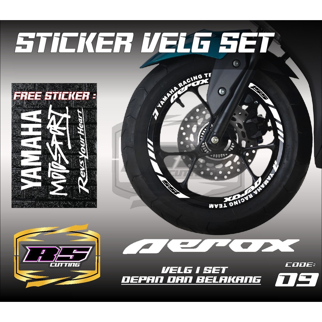 Cutting Sticker Velg AEROX- Aksesoris Motor Stiker Lis Velg  YAMAHA AEROX Skotlet Sticker Lis PELEK 