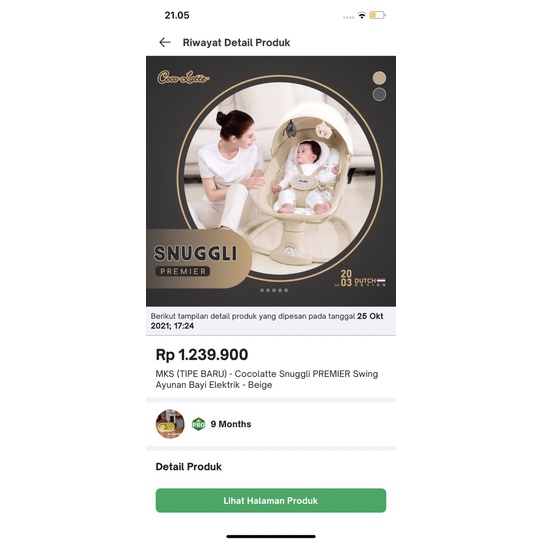 Preloved Cocolatte Snuggli Premier Bouncer Baby Otomatis