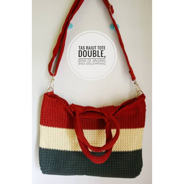 Tas Rajut Wanita - Tas totebag -  Tas Selempang Wanita Rajut - (Pakai Furing+Resleting)