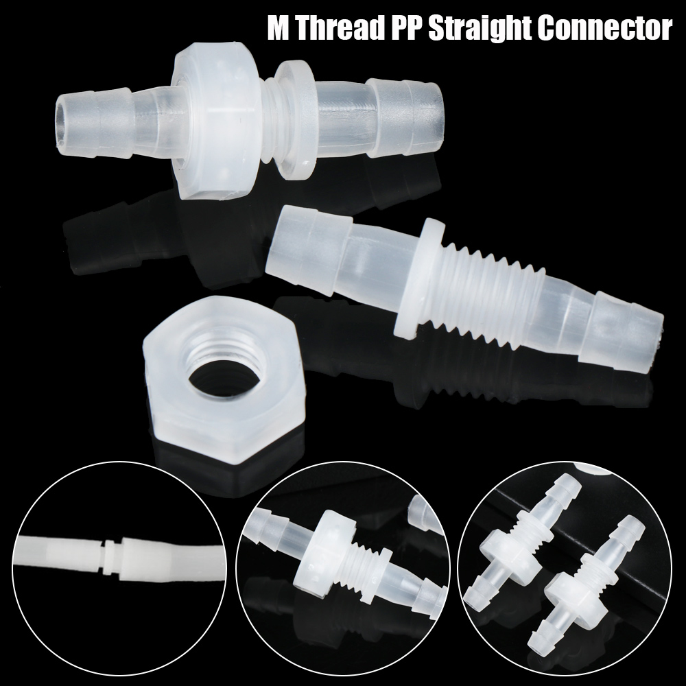 SUYOU PP Fish Tank Adapter 3~8mm Thread Hex Nut Straight Connectors Air Pump Aquarium Pagoda Joints M6~M10 Hose Fittings/5pcs