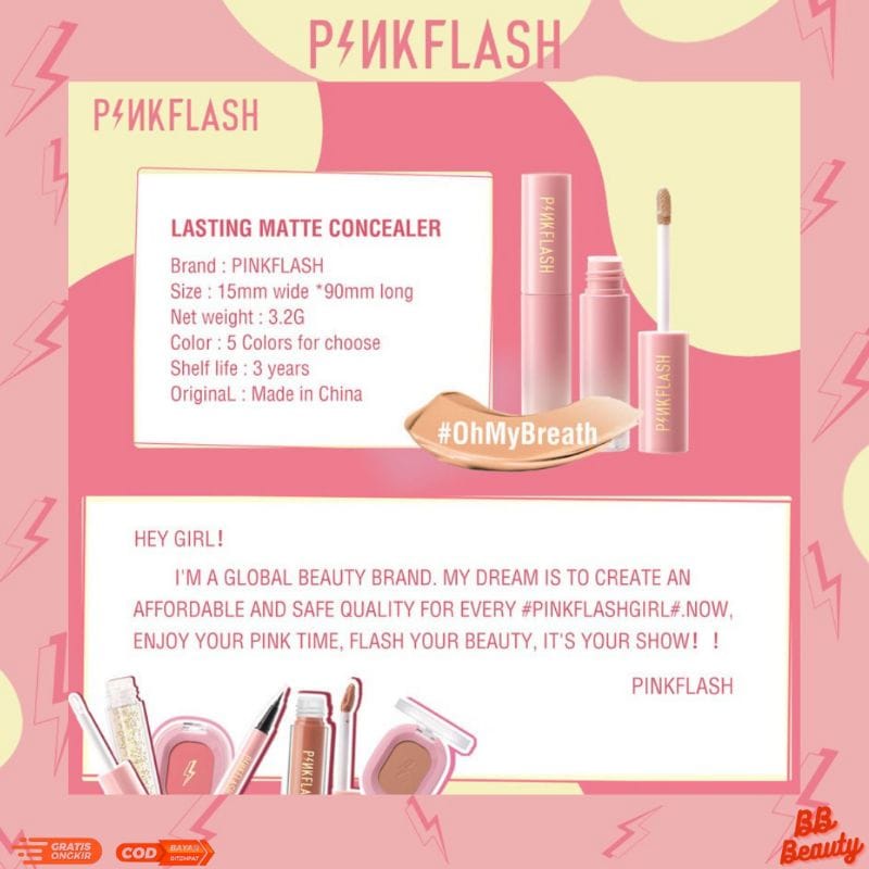 `ღ´ PHINKL `ღ´ pinkflash concealer menutupi noda bekas jerawat full coverage