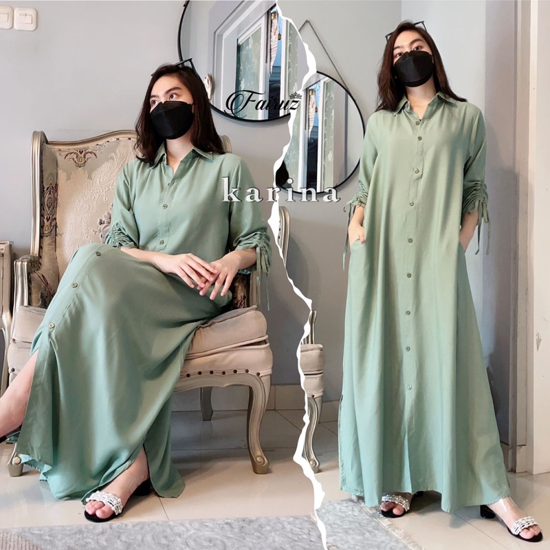 Daster Arab Fairuz KARINA Dress Rayon kerah kemeja