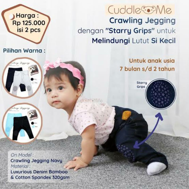 (BISA COD)  Crawling Jegging Bayi Cuddle Me Celana Merangkak Jegging Jeans Bayi 2 in 1