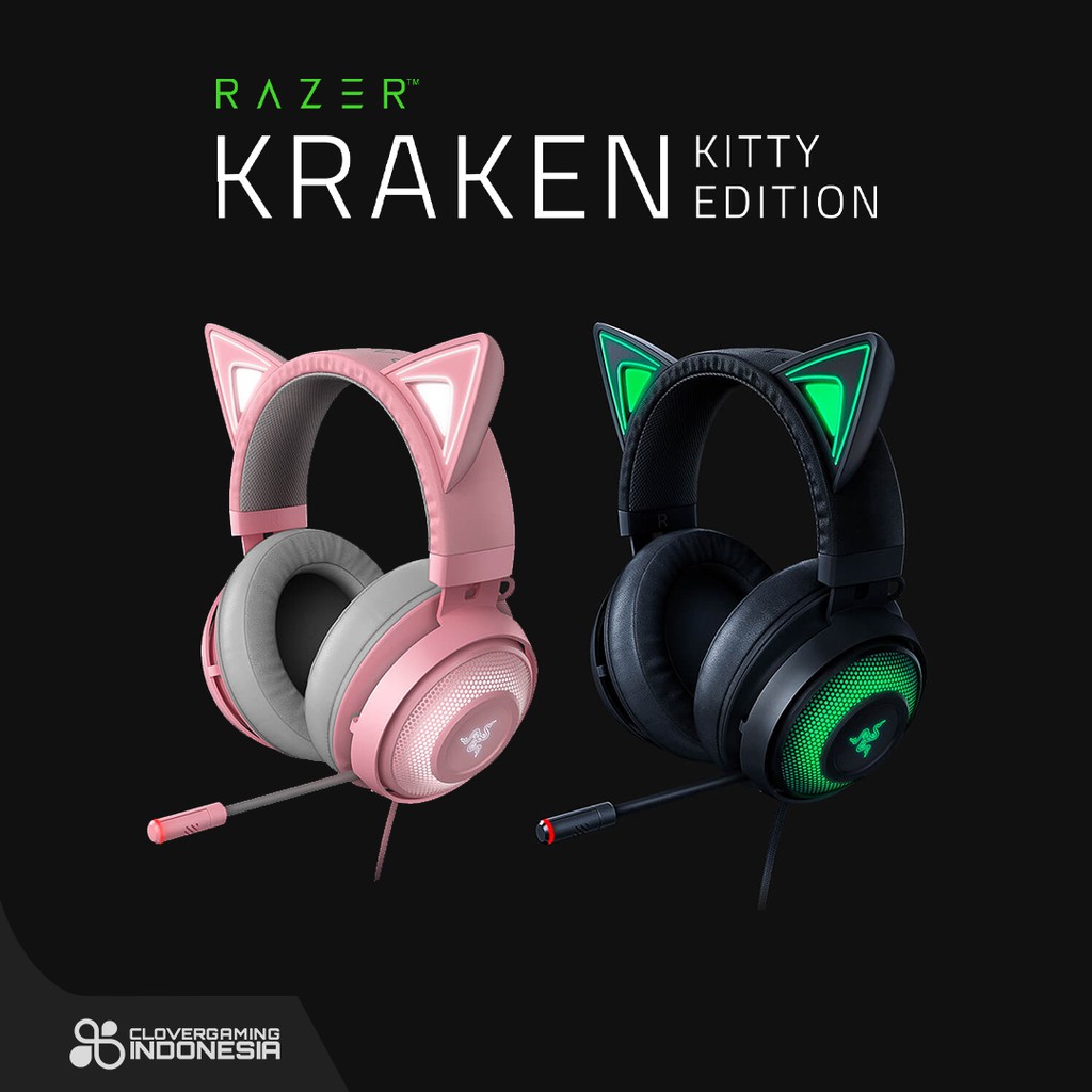 Razer Kraken Kitty Quartz Edition Surround Sound Headphone- Cat Ears ...