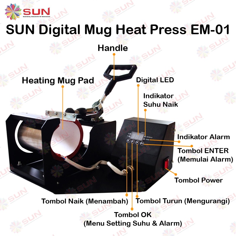 Mesin Sablon Mug / Gelas / Asbak / Tumbler Aluminium - Premium Digital Mug Heat Press GKT-01 / EM-03 PRO / ET-03