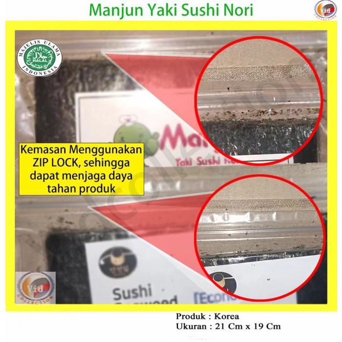 

Manjun Yaki Sushi Nori Rumput Laut Roasted Seaweed Economy 50 Lembar 050