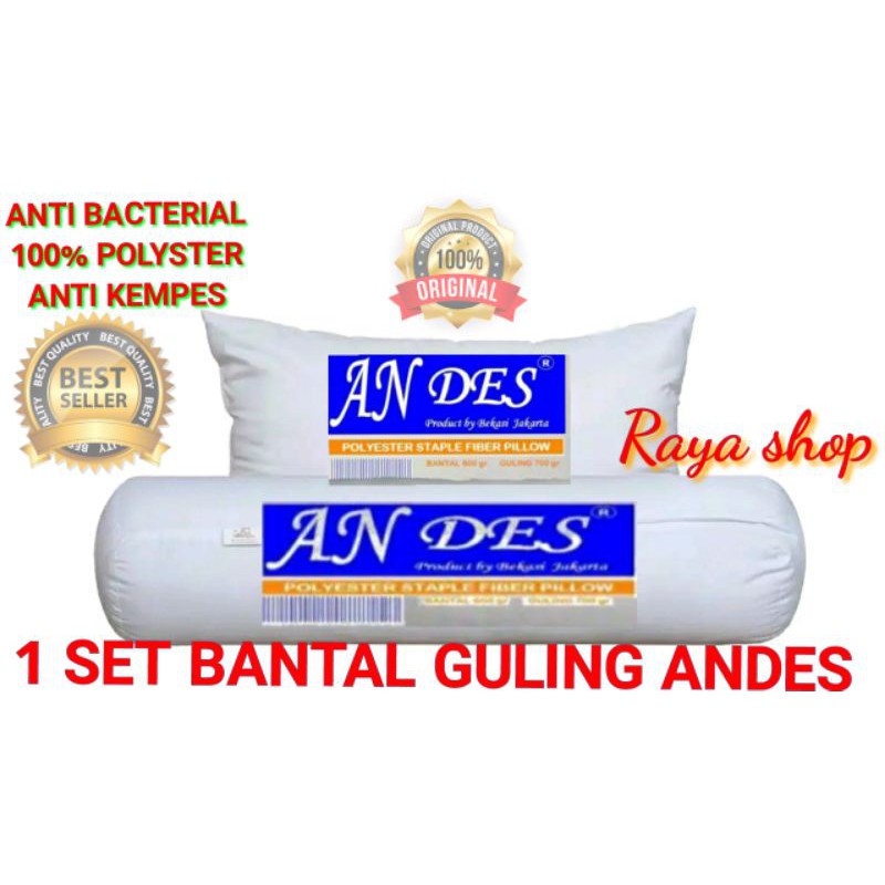 PAKET 1 Bantal 1 Guling Andes dapat 2 pics empuk dan lembut