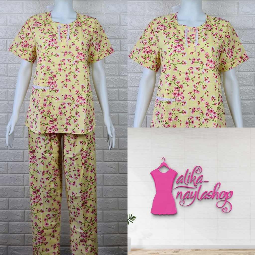 PIYAMA KATUN | HOKI & SHEILA STANDAR | LEBEL ORANGE | BAJU TIDUR | WANITA DEWASA-KODE   C4