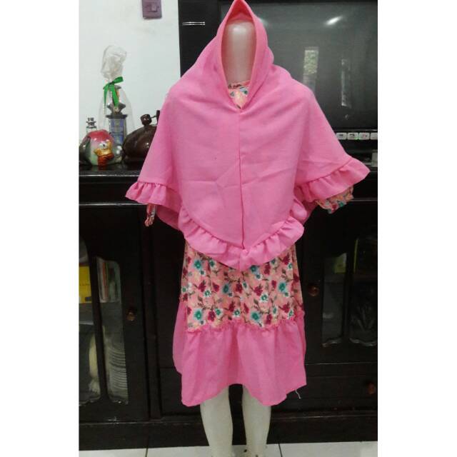 Gamis anak motif bunga