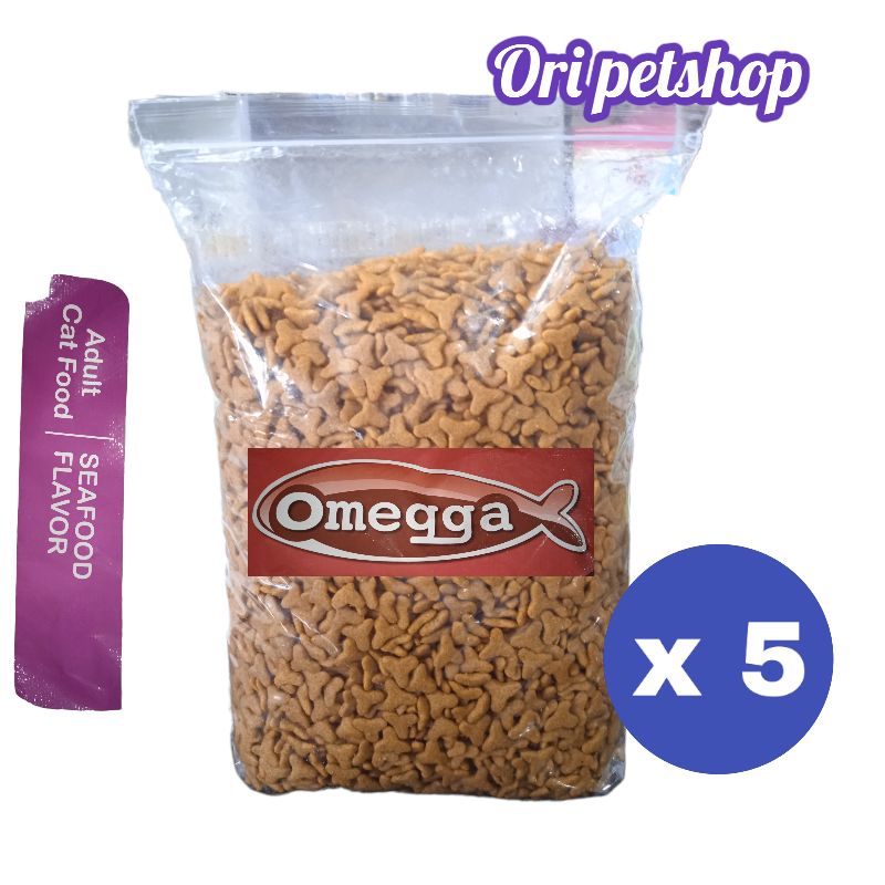 grab/gojek omega seafood cat food repack 5kg - or cat food makanan kucing 5kg