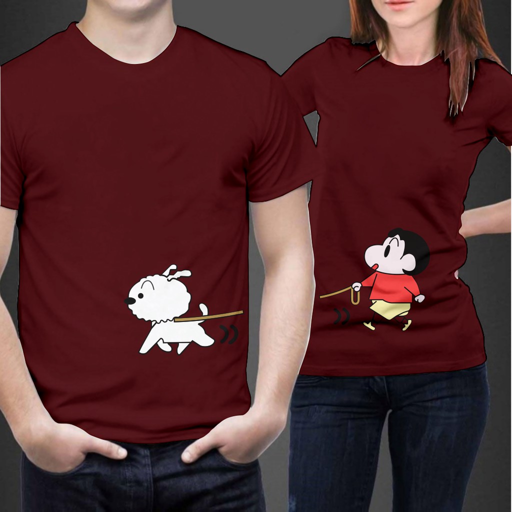 KAOS COUPLE KAOS PASANGAN PRINT SINCHAN T-SHIRT