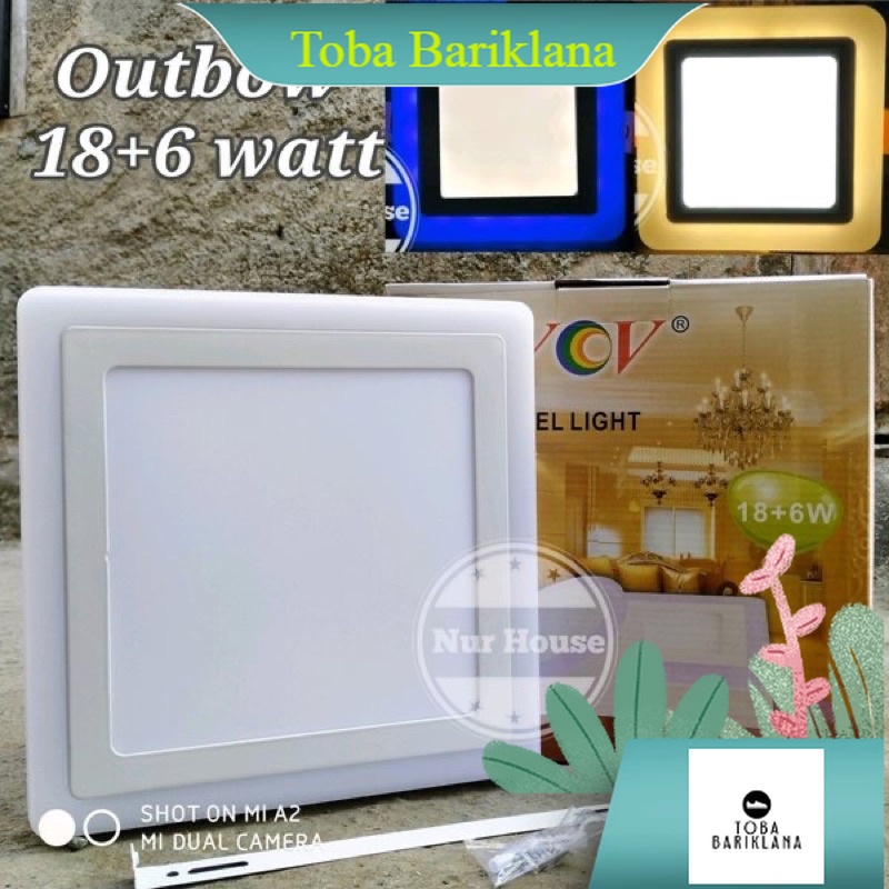 Downlight 2 Warna Outbow 18+6 Watt Kotak