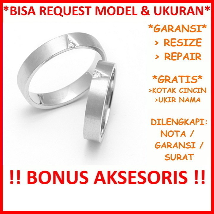 Gratis Ukir Nama Garansi Silver Asli Bisa Pesan Model Cincin Couple Perak Tunangan Mas Kawin Id605