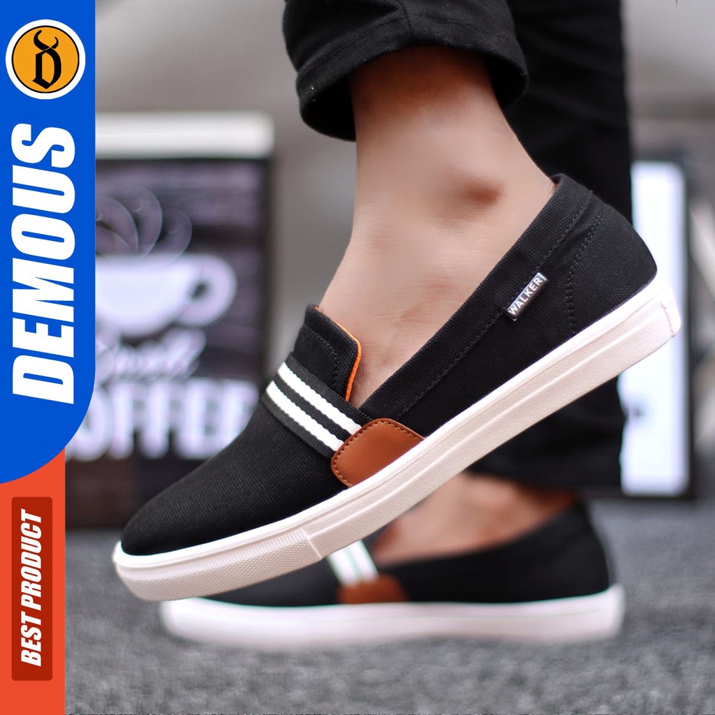 DEMOUS Kante - Sepatu Slip On Casual Slop Pria Kanvas