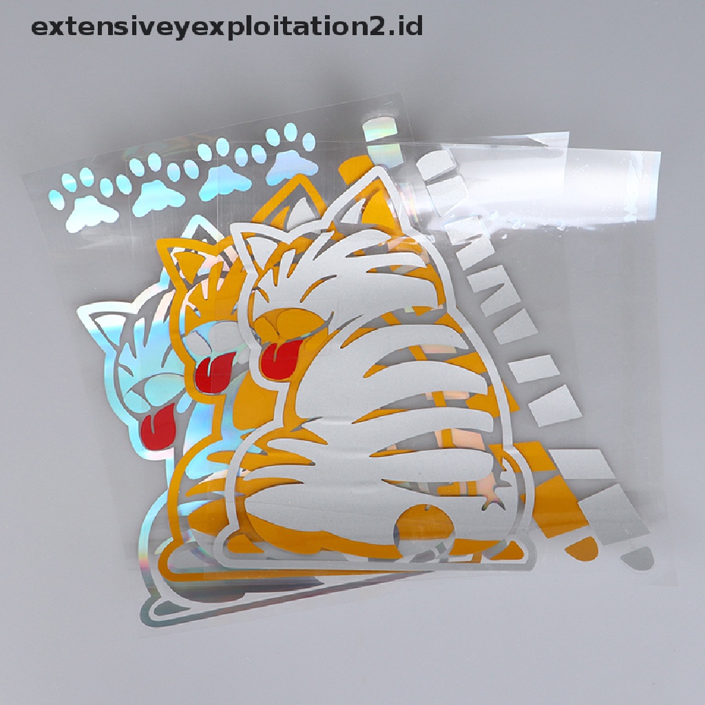 Stiker Wiper Belakang Mobil Motif Kartun Kucing 3d