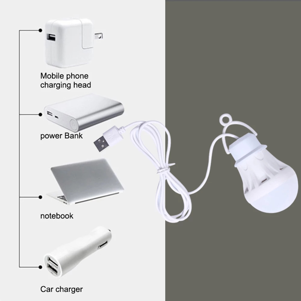 Lampu Bohlam Led Darurat Usb Rechargeable Untuk Outdoor / Camping / Hiking