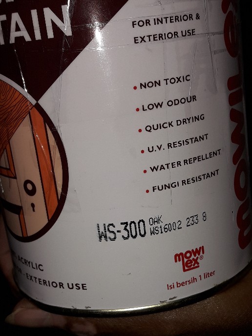 Mowilex Politur Pelitur Plitur Jadi Wood Stain Campuran Air Pilih Warna Kaleng 1liter