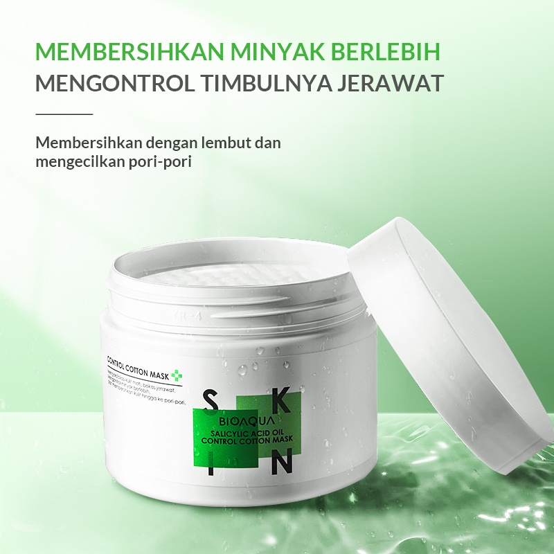 BioAqua Bio Aqua Bio Aqua Salicylic Acid Oil Control Cotton Mask 110g/55pcs Menyamarkan Jerawat &amp; Membersihkan Pori Wajah