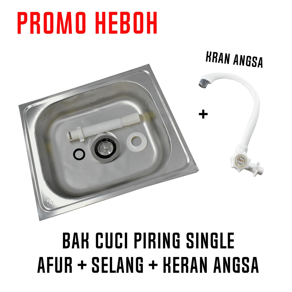 BAK CUCI PIRING STAINLESS / SINK CUCI PIRING / BAK CUCI PIRING 1 LUBANG / BAK CUCI PIRING FREE AFUR / KHUSUS KURIR REGULER