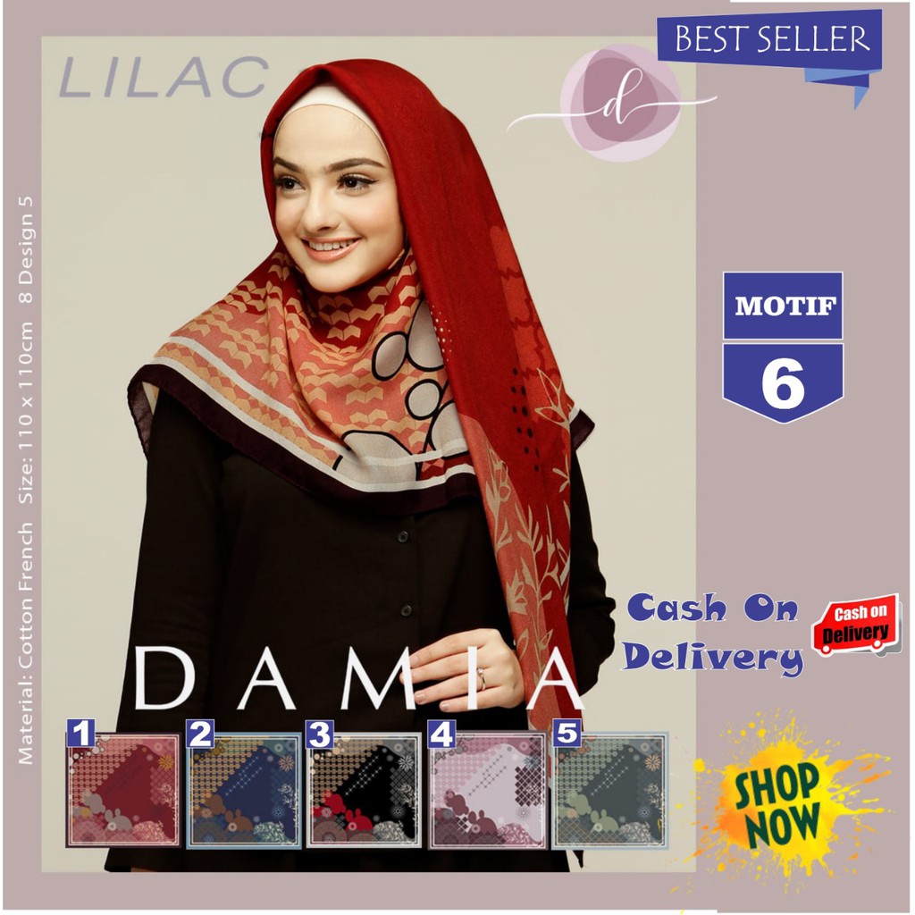Jilbab Segi Empat Lilac Cotton French New Motif 6 By Damia Jilbab Segi Empat Lilac Cotton French New Motif 6 By Damia