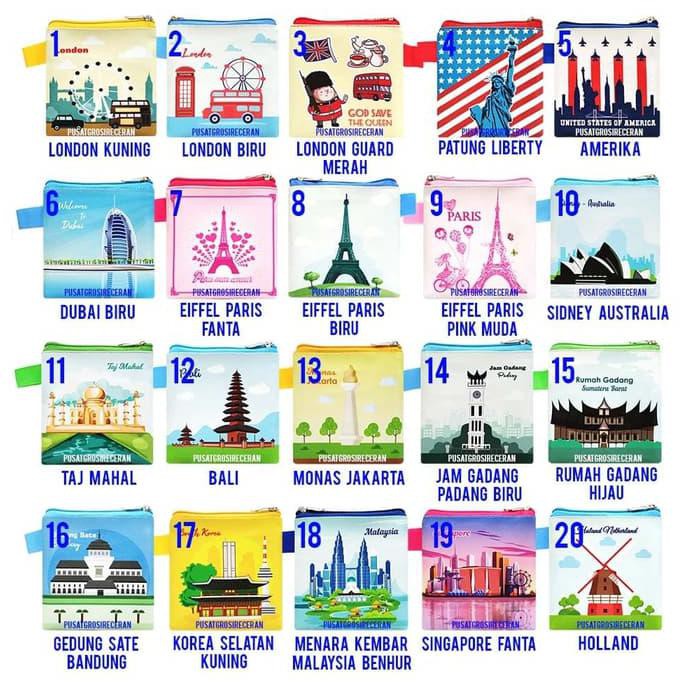 Jual Dompet Koin Souvenir Oleh Oleh Aneka Negara Kota Paris London Amerika Kwalitas Terbaik