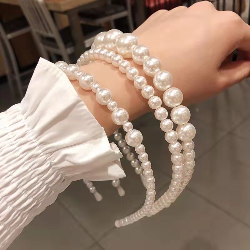 (Pimenova) Bando Gaya Korea Mutiara Pearl Wanita Aksesoris Fashion Wanita Headband Mutiara Import