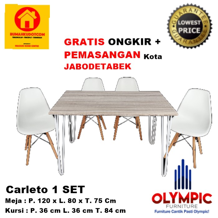 MEJA MAKAN SET - MEJA MAKAN 4 KURSI - CARLETO SET - OLYMPIC
