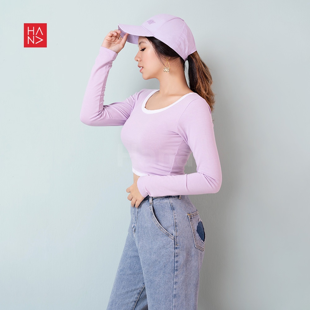 Hana Fashion - Leora Crop Top Long Sleeve Atasan Crop Wanita - CT169