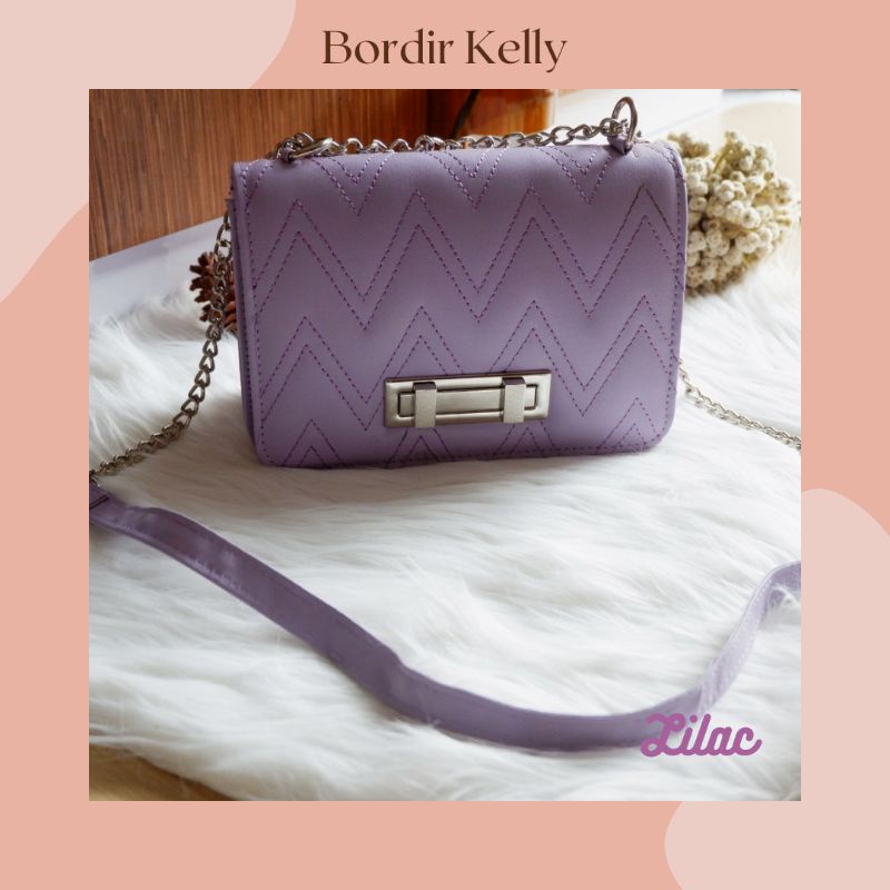 Bordir Kelly Tas Slempang Warna Lilac