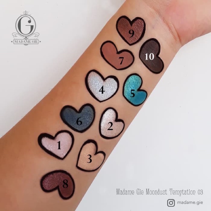 MADAME GIE Eyeshadow Moondust Temptation Indonesia / Primer BB Foundation Loose Powder Lipstick Blush On Eyeliner Eyebrow Mascara Lipstick Lip Matte Gloss Balm Kutek / Facial Wash Toner Essence Serum Sunscreen Moisturizer Cream Mask Masker / Lipill Paket