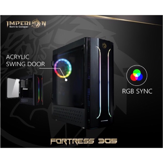 Casing Gaming Imperion Fotress 305 Bonus 1 RGB Fan at rear